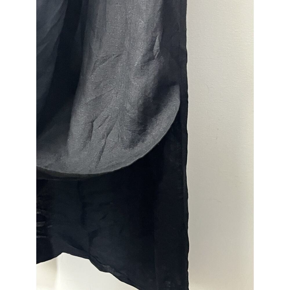 Finity Naturals Linen Blend Midi Wrap Dress 4 Black V Neck Sleeveless Minimalist - Picture 7 of 12